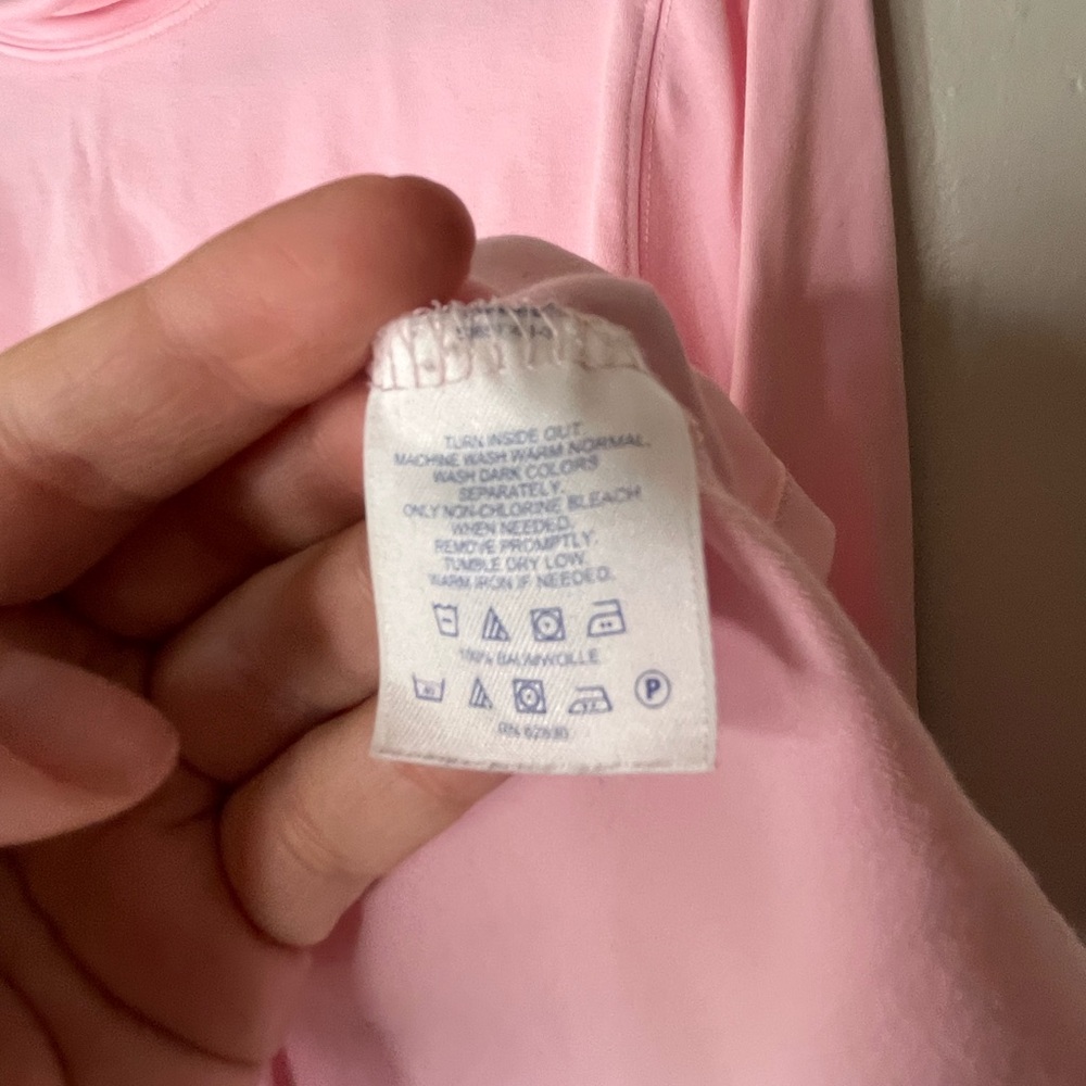 Lands’ End Pink Mock Neck Long Sleeve Shirt 100% Cotton Women’s Size XL - Picture 3 of 5